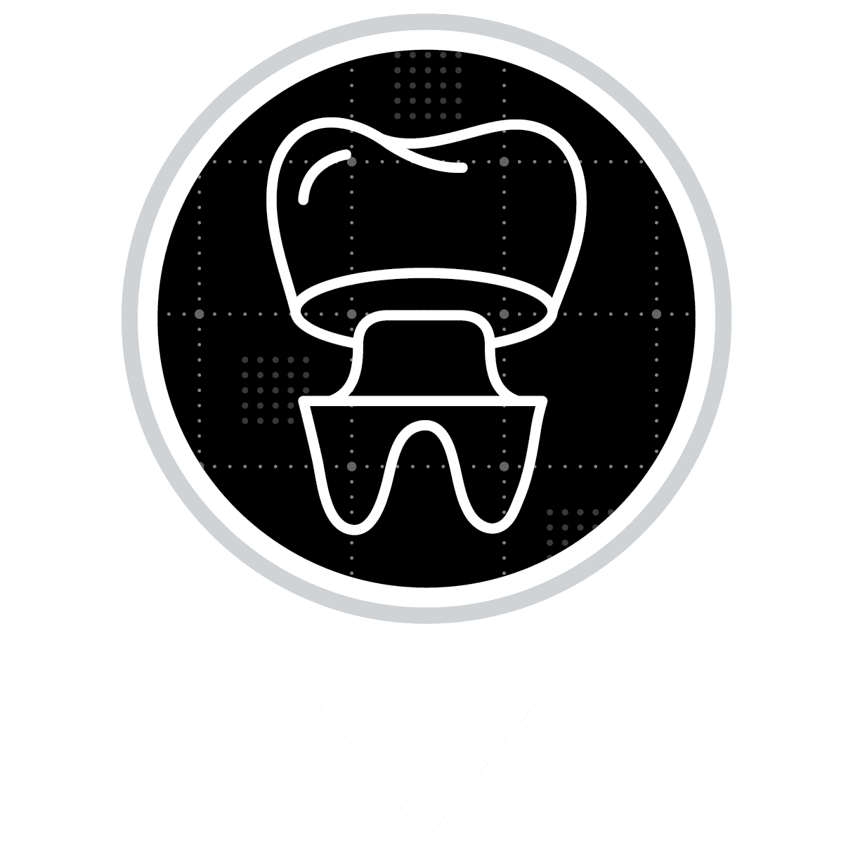 A logo of a tooth